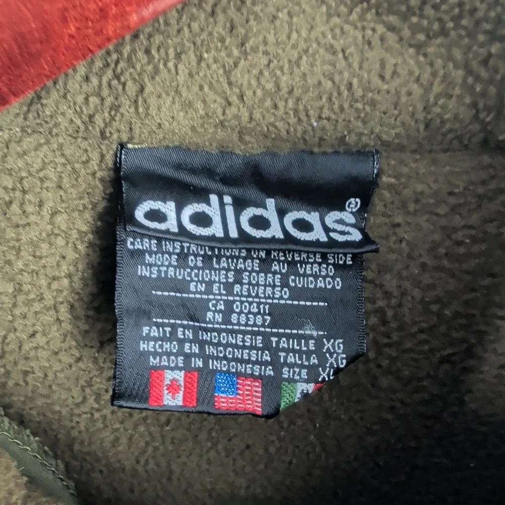 Vintage 90 Adidas Relaxed Fit Fleece 1/4 Zip Sweatshirt Earth Tone Green Size XL